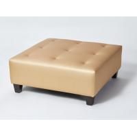 China Modern Square Shape Upholstered Button Tuffted Ottoman Coffee Table Solid Wood Legs on sale
