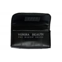 China High Quality Leather Cosmetic Organizer Case Roll For Short Makeup Brushes Pouch Bag Black on sale