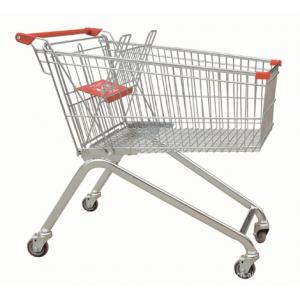 China Powder Coating Supermarket Shopping Trolley Cart , 4 Wheel Metal Shopping Carts supplier