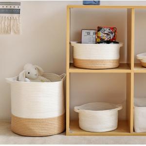 OEM home center decoration easter woven big blue cotton rope baby storage organizer empty toys gifts clothes laundry bas