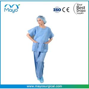 China Nonwoven SBPP Disposable Scrub Suit With Pants SMS Hospital Disposable Scrubs supplier