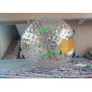 Winter 1.0mm TPU Inflatable Zorb Ball With Green Harnees And Yellow Exits