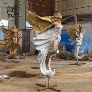 BLVE Bronze Angel Statues Life Size Brass Fairy Garden Decoration Sculpture Large Outdoor Modern Metal