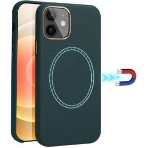China Full Protective Liquid Silicone iPhone 12 Case Built in Magnetic Ring (Supports MagSafe Wireless Charging) (Green) supplier