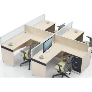 Commercial Office Furniture Partitions For Four People / Wood Computer Desks Office Cabin Partition