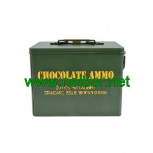 Lockable stackable and Reusable Small Chocolate Ammo Can fake military metal case