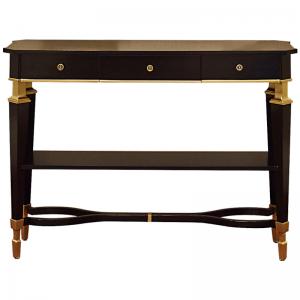 High end 5-star luxury competitive dark finish Wooden writing desk with antique gold accent for hotel bedroom furniture