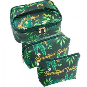 Girls Green Plant Polyester Makeup Bag Organizer