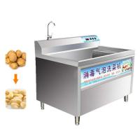 China Industrial Conveyor Belt Air Bubble Ozone Cleaner Lettuce Cleaning Root Vegetable Washing Machine Price on sale