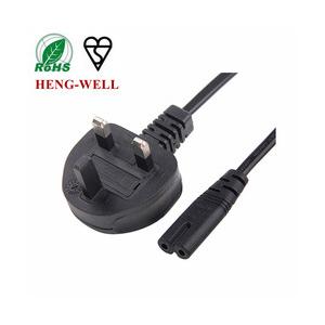 China Extensión eléctrica Reino Unido 2 pines enchufe de cable de alimentación 250V 1.8m para computadora portátil supplier