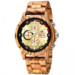 China Chronograph Stopwatch Calendar Wooden Quartz Watch , Personalized Wooden Watch supplier