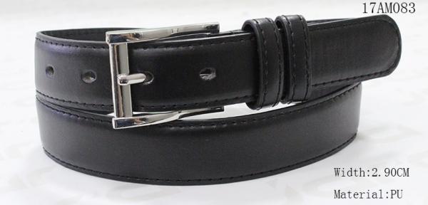 Nickel Zinc Alloy Buckle Black Leather Dress Belt For Mens Embossed Logo
