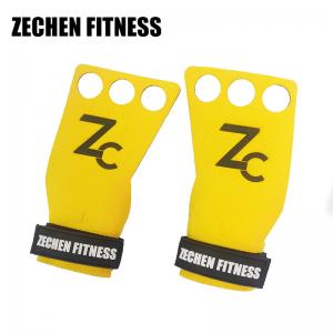 3 Holes Crossfit Hand Grips Yellow Suede Microfiber Leather Palm Protector Gloves