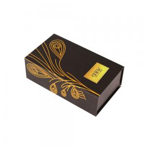 China Luxury 8x8x15cm Perfume Packaging Box Flooding Black Paperboard Storage Box supplier