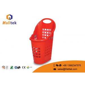 China Plastic Picnic Hand Held Shopping Baskets Custom Printed Logo With Castor supplier