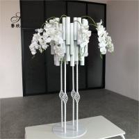 China Gold Silver Wedding Centerpieces Flower Stand For Sale White Metal Tube on sale