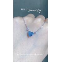 China Blue Lab Created Diamond Pendant Necklace 1.51ct Heart Cut GRC Certified on sale