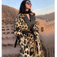 China                  Long Faux Fur Leopard Trench Coat Trimmed Fur for Women in Winter Fur Long Line Leopard Print Winter Jacket              on sale