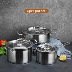 China Multifunction Kitchen Cookware Silver Cooking Pot Set Stainless Steel Cookware Sets With Bakelite Handle supplier