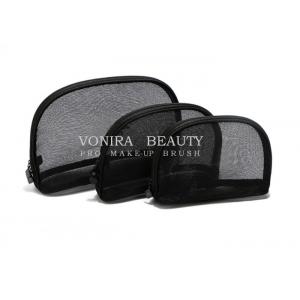 3Pcs Travel Cosmetic Case Women Fashion Black Mesh Zipper Makeup Bag Toiletry Storage