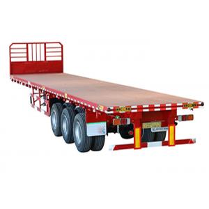 Red Q235 Flatbed Truck Trailer 30T Triple Axle Flatbed Trailer 20ft