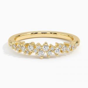 Оглушать картина обручального кольца смещенных круглых диамантов уникального с золотом 9K