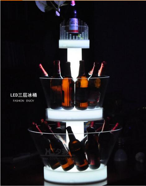 2015 New Arrival LED ice bucket For bar nightclub led three layer Acrylic Ice