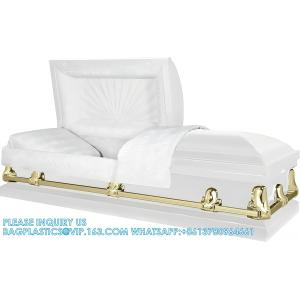 Casket Orion Series Steel Casket (White And Gold) Handcrafted Funeral Casket - White And Gold Finish With White Crepe