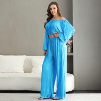 China Polyester Women's Two Piece Jumpsuit Ruched Lantern Sleeve on sale