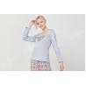 Lightweight Grey Womens Pyjama Sets Round Neck Long Sleeve Top / Printed Long