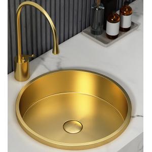 Bathroom Top Mount Vessel Sink Bowl Round Shape With Satin Brushed Finish