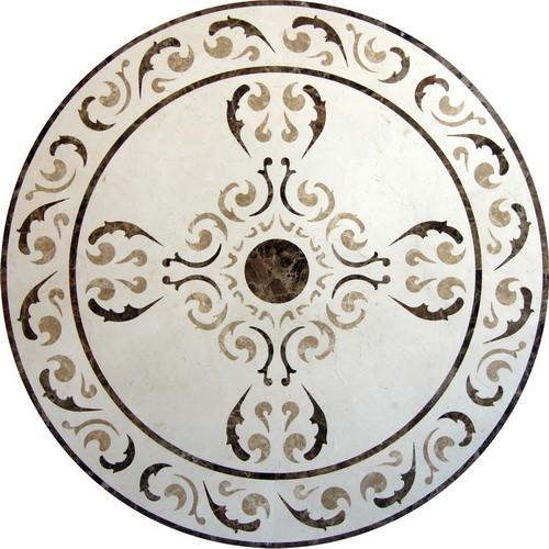Round Mosaic Marble Floor Medallions Polished Solid Surface Sgs