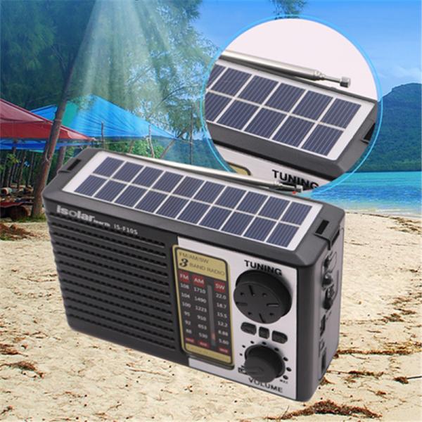 BT USB Torch Battery Solar Panel Radio Portable With AM FM SW Band Lightweight