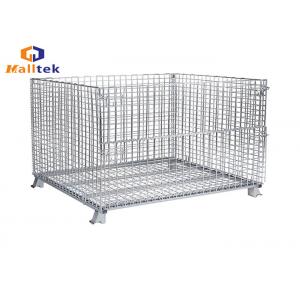 China Folded Stacking Wire Mesh Storage Cages Collapsible Fireproof Steel Material supplier