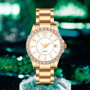 Elegant Stainless Steel Alloy Case Diamond Quartz Watch Design For Women