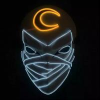 China Moon Knight Halloween Light Up Led Mask Pvc Material Glowing In Dark on sale