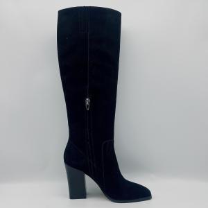 Black Leather Square Toe Ankle Boots / Women'S High Ankle Boots