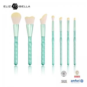 7pcs Plastic Handle Professional Makeup Brushes With White Synthetic Hair Aluminium Ferrule