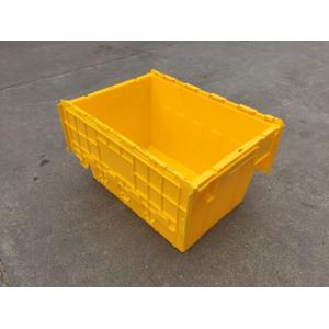 China Yellow Plastic Storage Bins Attached Lids Stacked For Transportation supplier