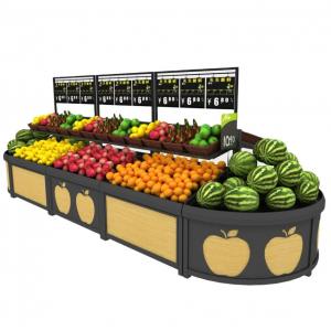 Metal Supermarket Fruit And Vegetables Shelves 2 Layers Display Rack