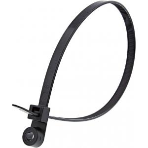 Black 8 Inch Screw Mount Cable Ties Nylon 66 200mm x 5mm 100 pcs/bag