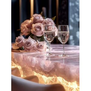 China High Gloss Transparent Resin Reception Desk Corporate Office Bank Furniture Luxury Epoxy Clear Crystal Dining Table wholesale