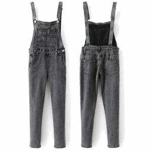 High quality black washed skinny denim overalls dungarees women