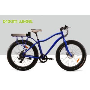 Blue Electric Fat Tire Beach Cruiser Bikes Shimano 6 Speed Snow Road