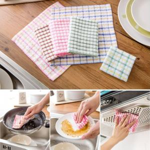 China Pink / Blue British Grid Kitchen Tea Towels , 27 × 27cm Hand Towels For Kitchen  supplier
