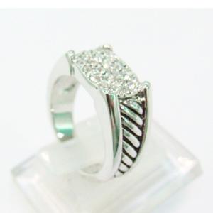 (R-012) New Style Designer Fashion Jewelry Unisex Ring Pave Cubic Zircon and Silver Plated