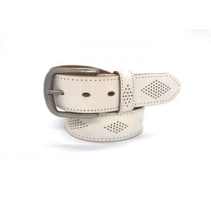 China White Color Mens Casual Leather Belt Laser Style For Jeans Silver Prong Buckle supplier