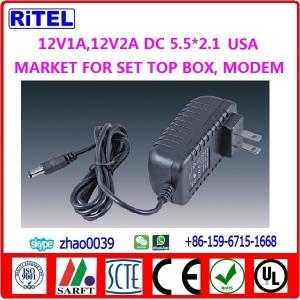 China 12V1A power adaptor, power supply for catv matv smatv drop amplifier,ftth optic node, cable modem, set top box supplier