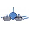 7PCS grey aluminum forged blue marble Colorful heat resistant coating cookware