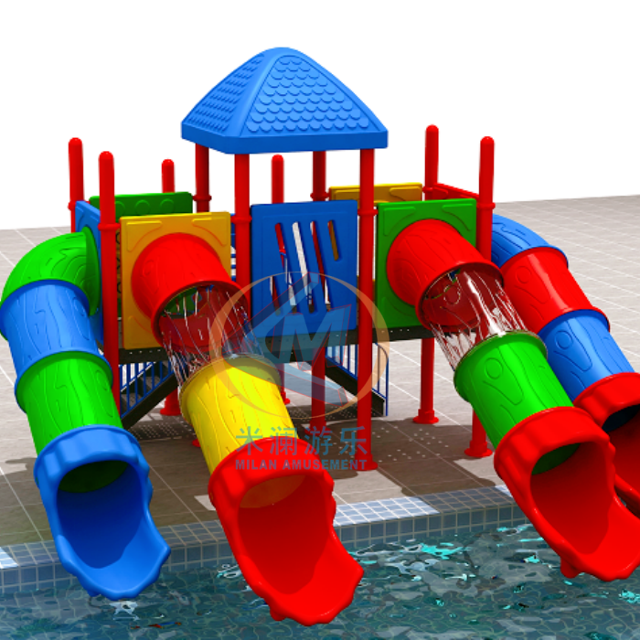 Piscine pour enfants personnalisée, aire de jeux extérieure, couleurs attrayantes avec toboggan en plastique